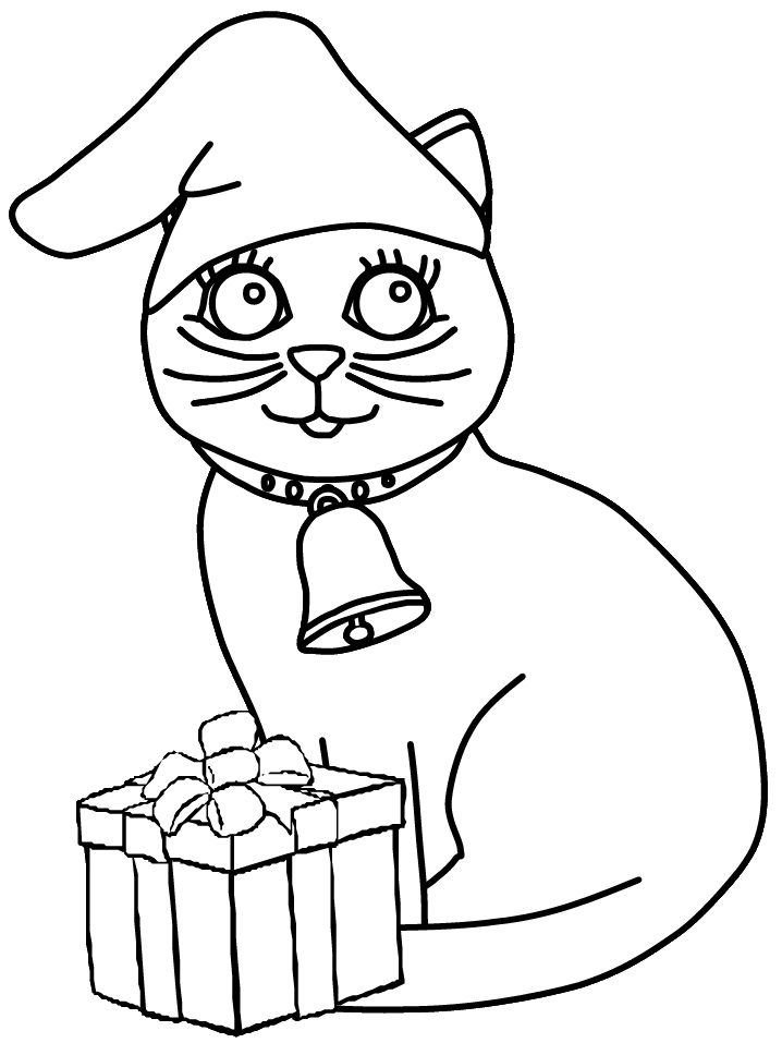 Christmas Cat Coloring Pages Coloring Page Book