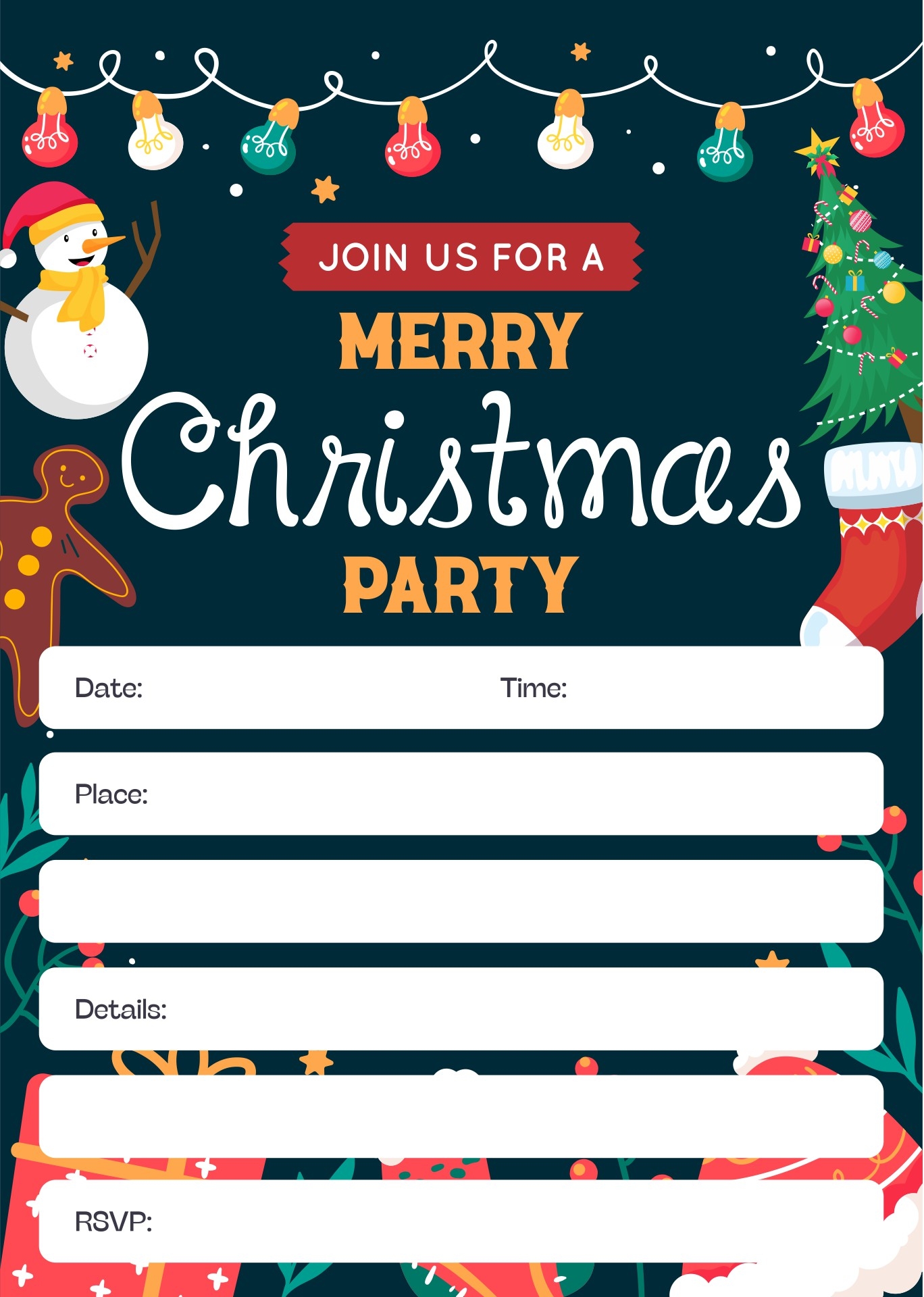 christmas invitation template printable free