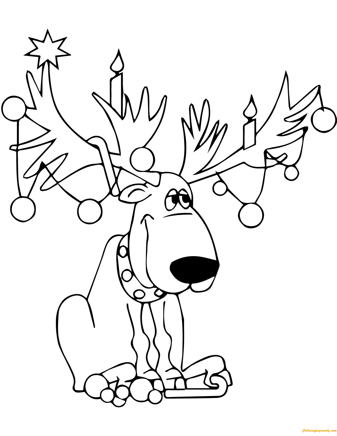 Christmas Reindeer Lights Coloring Page Free Printable Coloring Pages