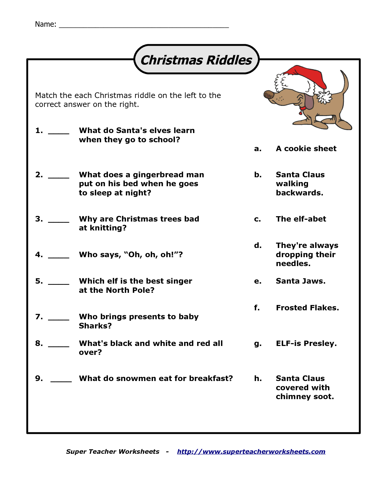 riddle worksheets