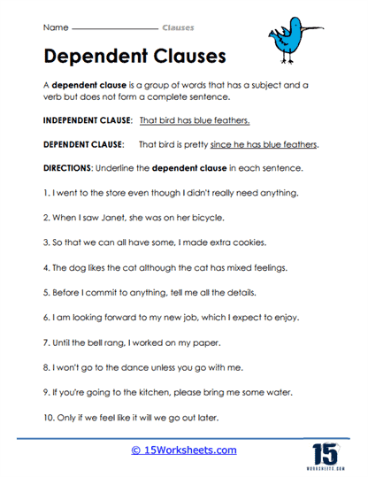 Clauses Worksheets 15 Worksheets Worksheets Library