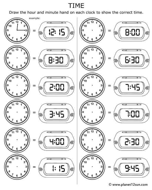 printable clock worksheets for 1st grade