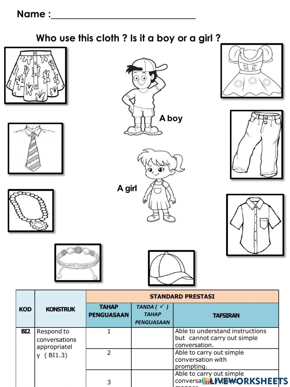 Clothes For Boy And Girl Worksheet Kindergarten Worksheets Clothes 