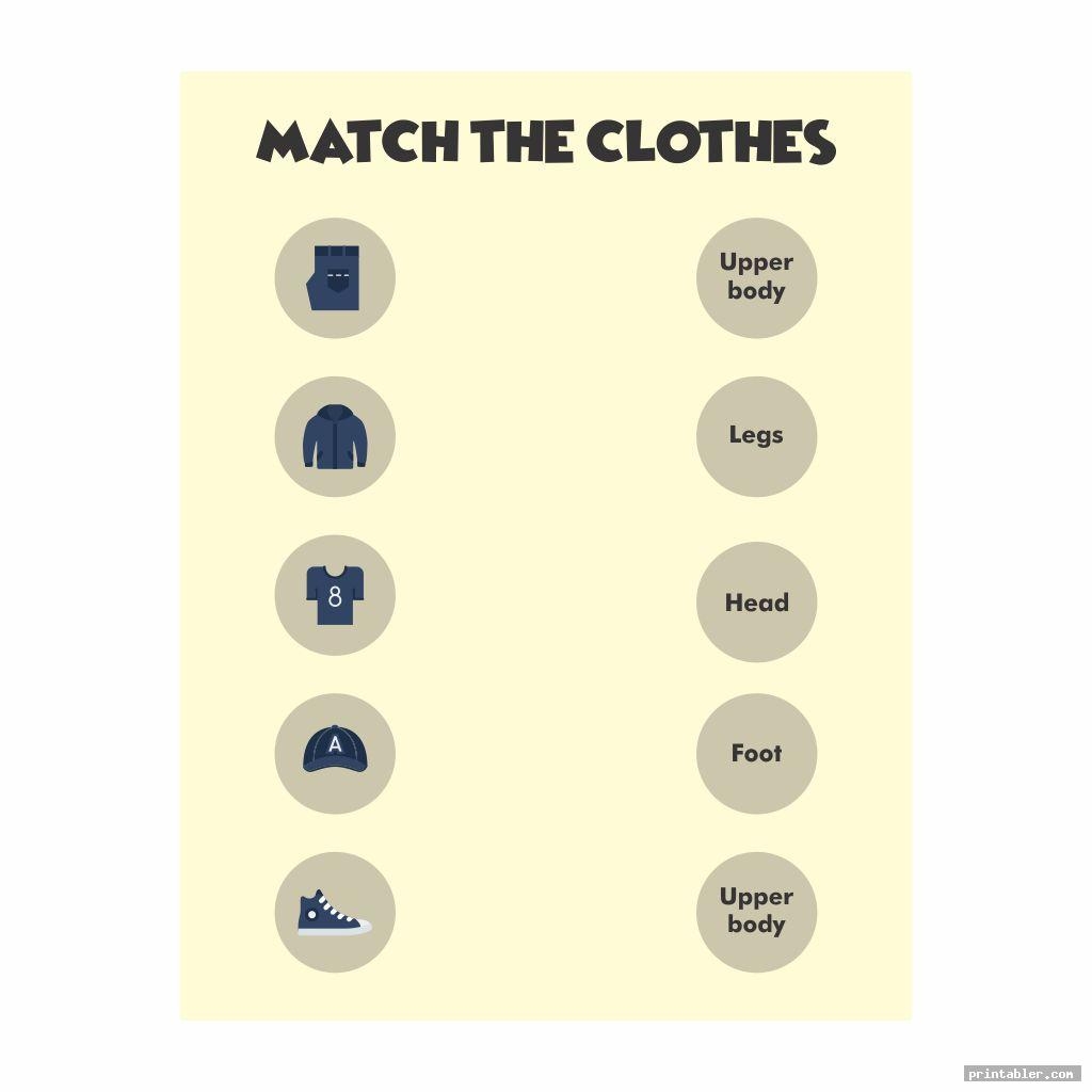 Clothes Printable Worksheets Gridgit