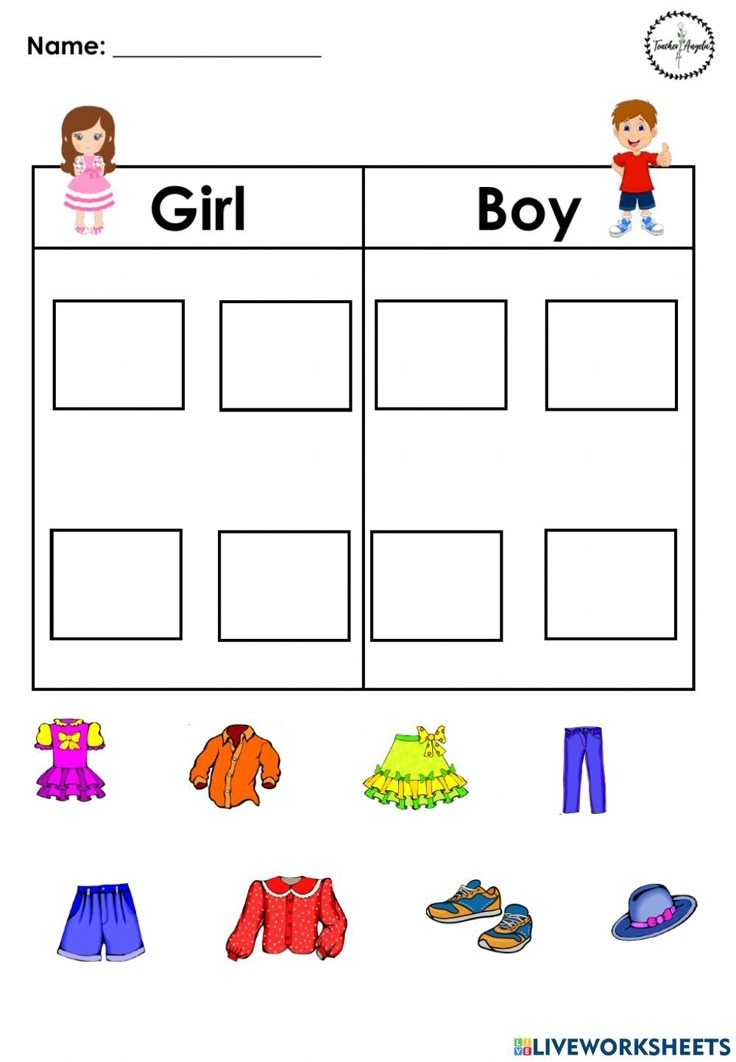 Clothes Sorting Interactive Worksheet Clothes Worksheet Activities