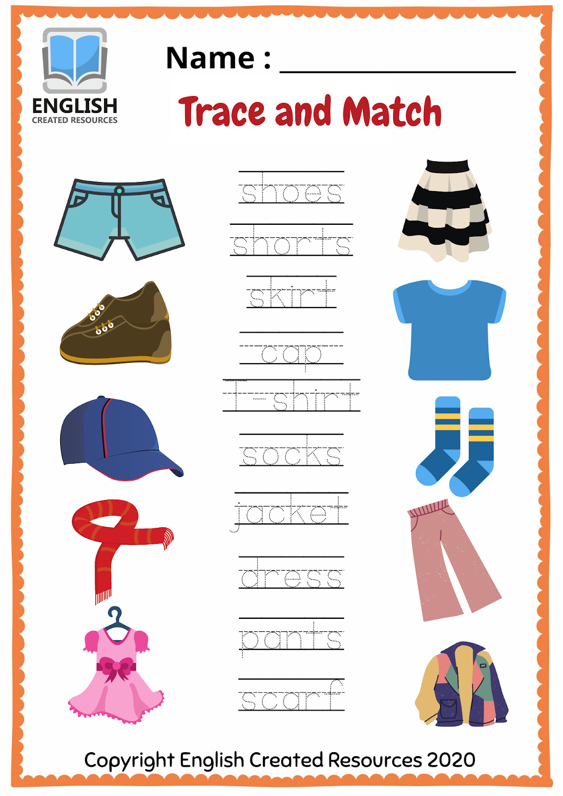 free printable clothes worksheet for kids