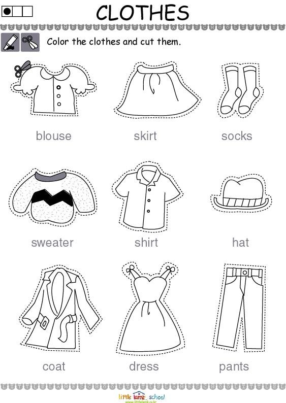 clothes worksheet for kindergarten