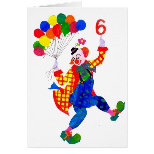 Clown 6 year Old Birthday Card Zazzle