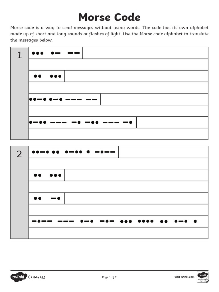 morse code worksheet