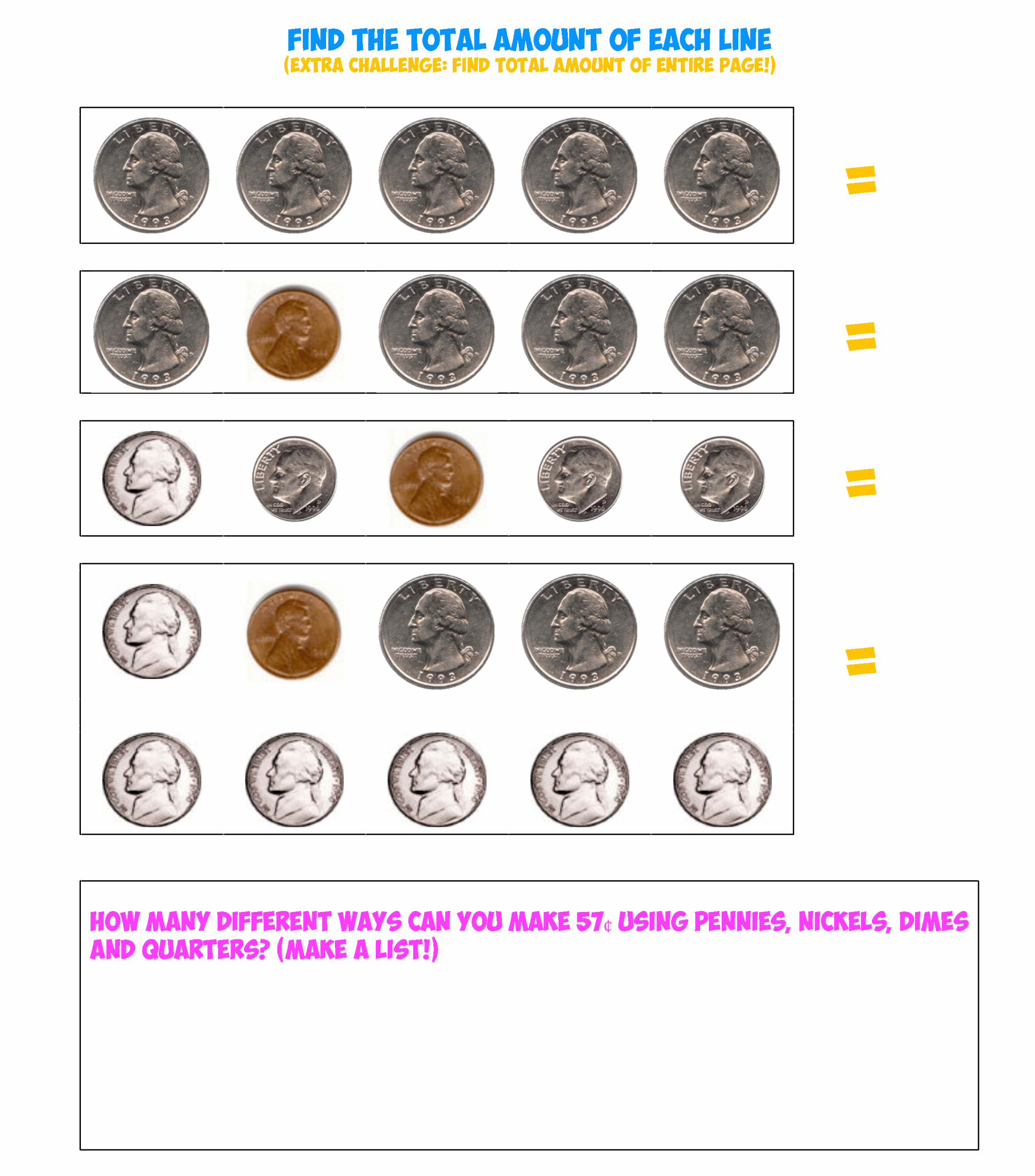 Coin Worksheet 1 Mr R 39 s World Of Math