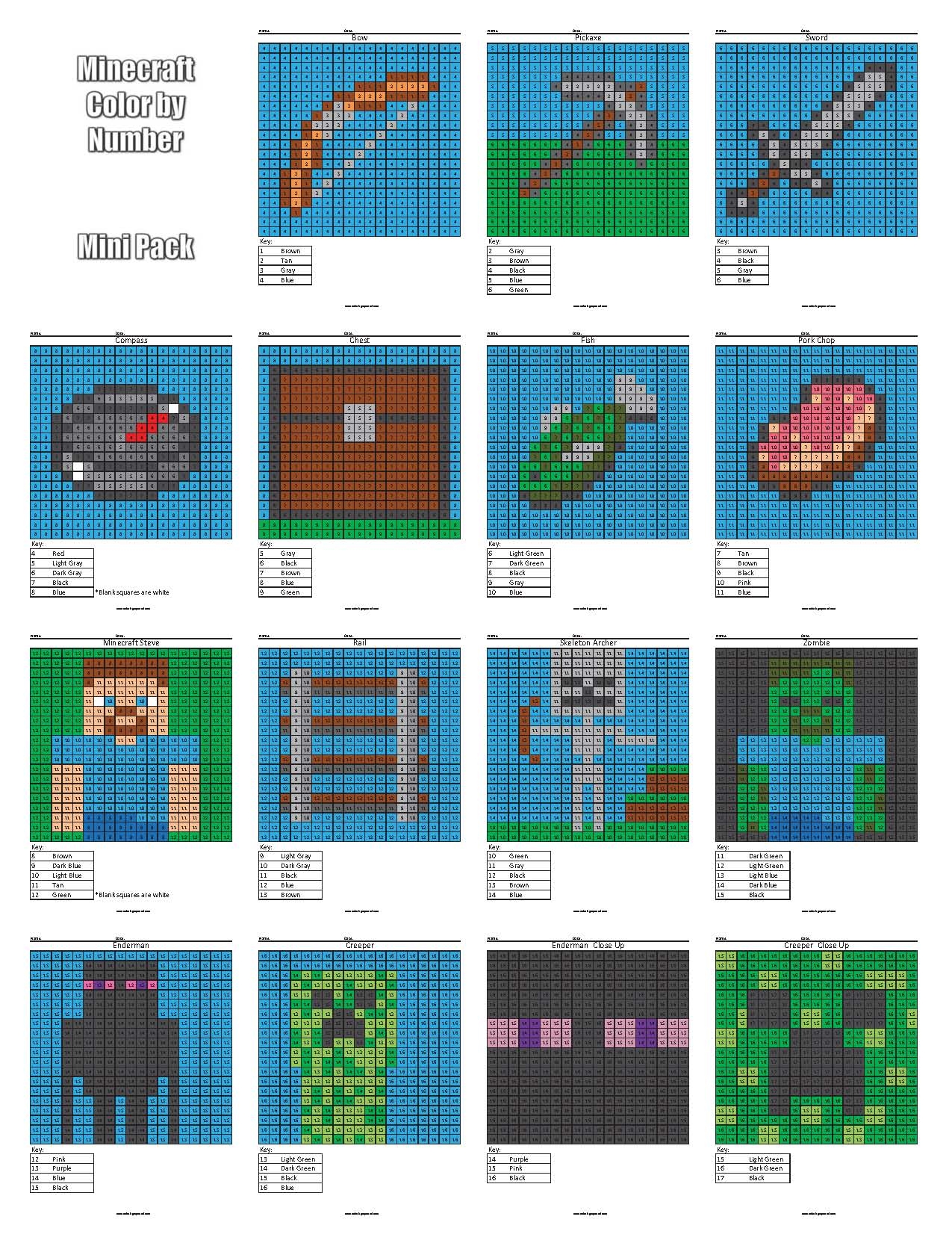 Color By Number Free Printables Minecraft Printable Word Searches