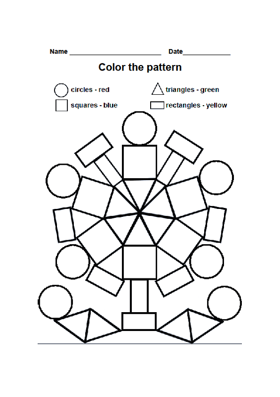 Color By Shape Worksheet Kindergarten Free Worksheets Samples