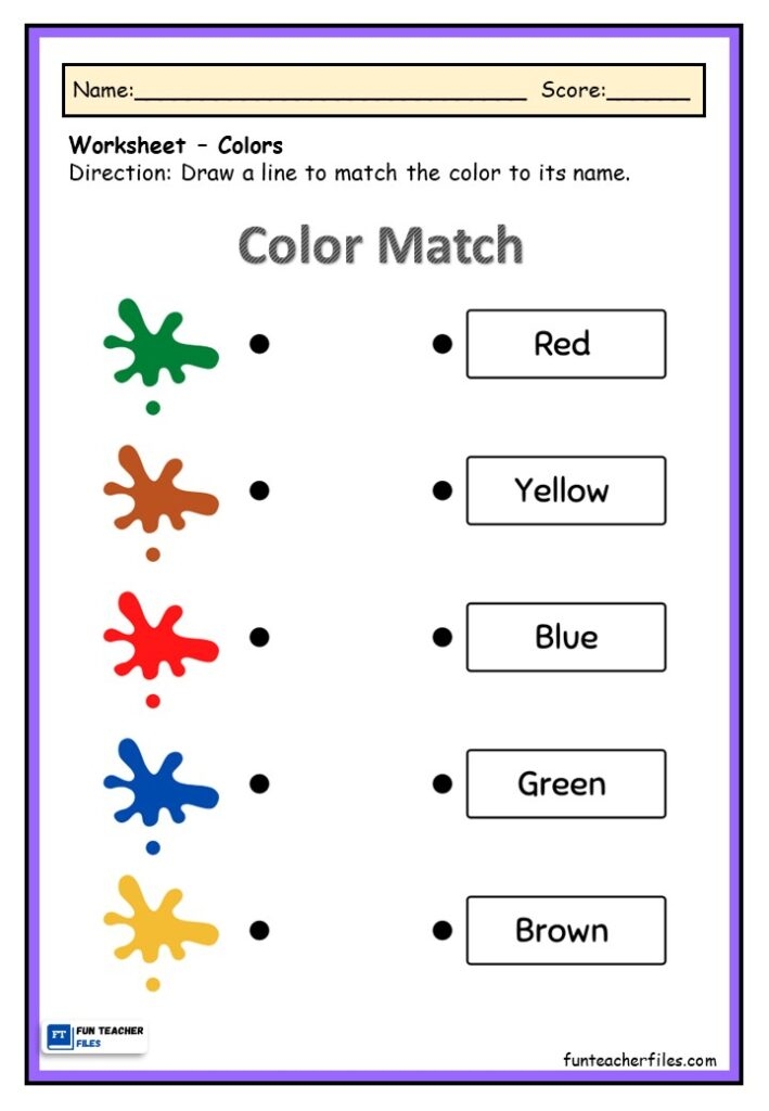 color matching worksheet free printable