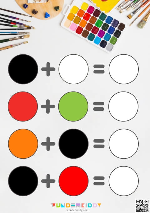 Color Mixing Worksheet Printable For Kindergarten