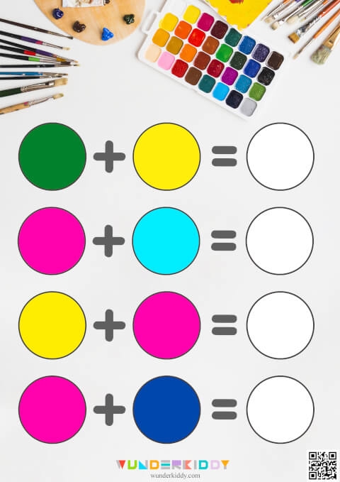 Color Mixing Worksheet Printable For Kindergarten