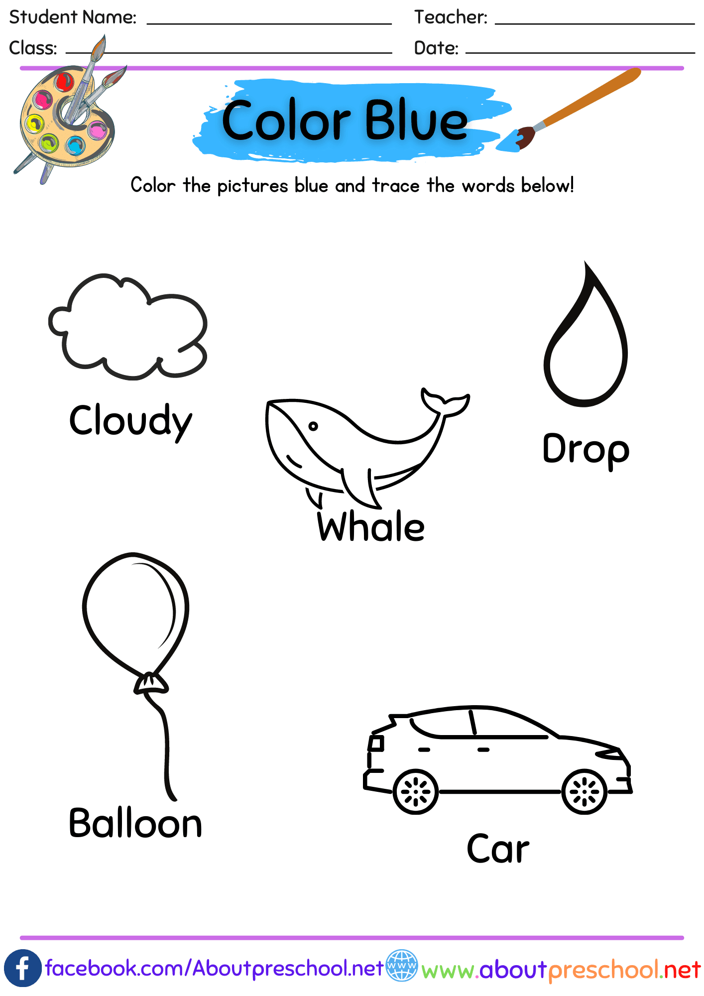 printable color worksheets for preschool