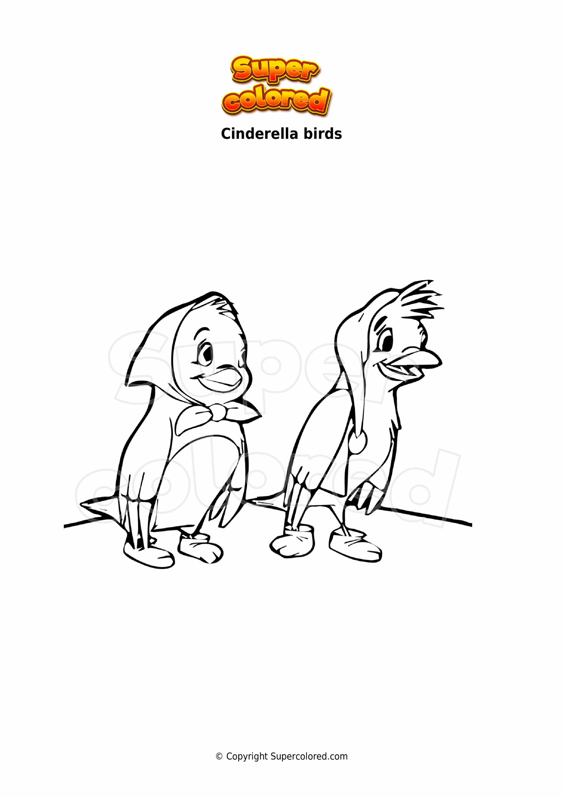Coloring Page Cinderella Birds Supercolored