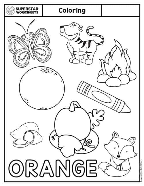 free printable color orange worksheet