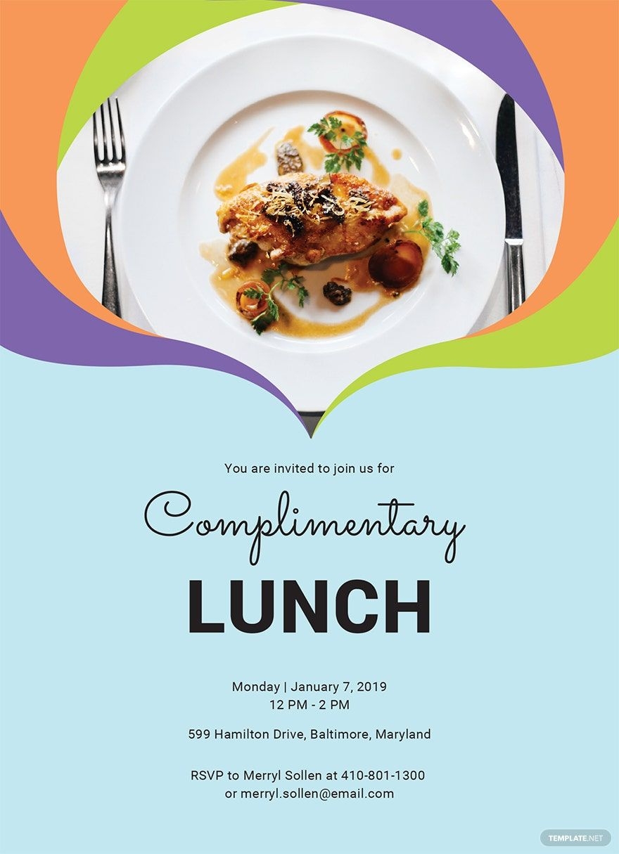 Complimentary Lunch Invitation Template In Publisher Illustrator Word 