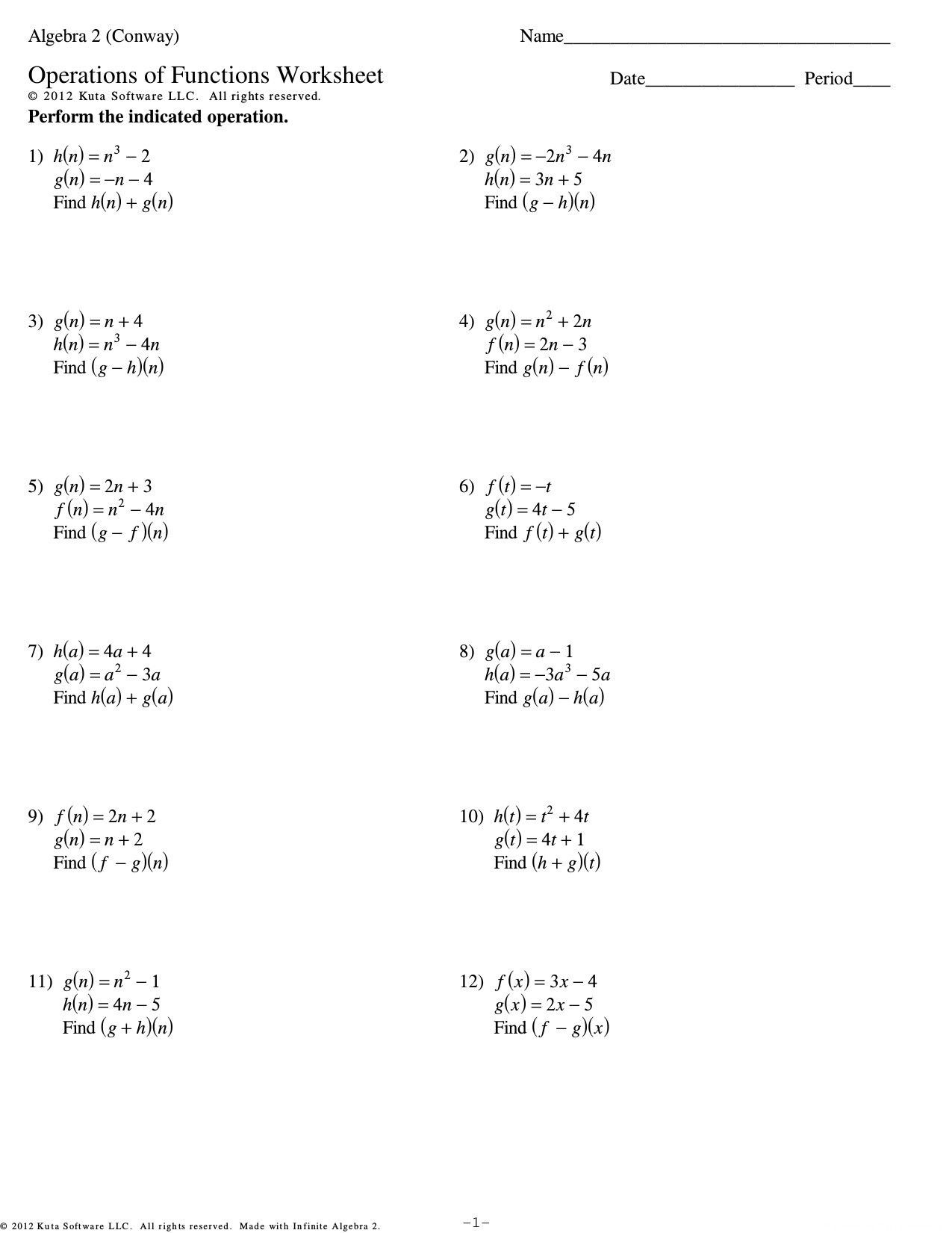 Composition Of Function Worksheet Martin Lindelof