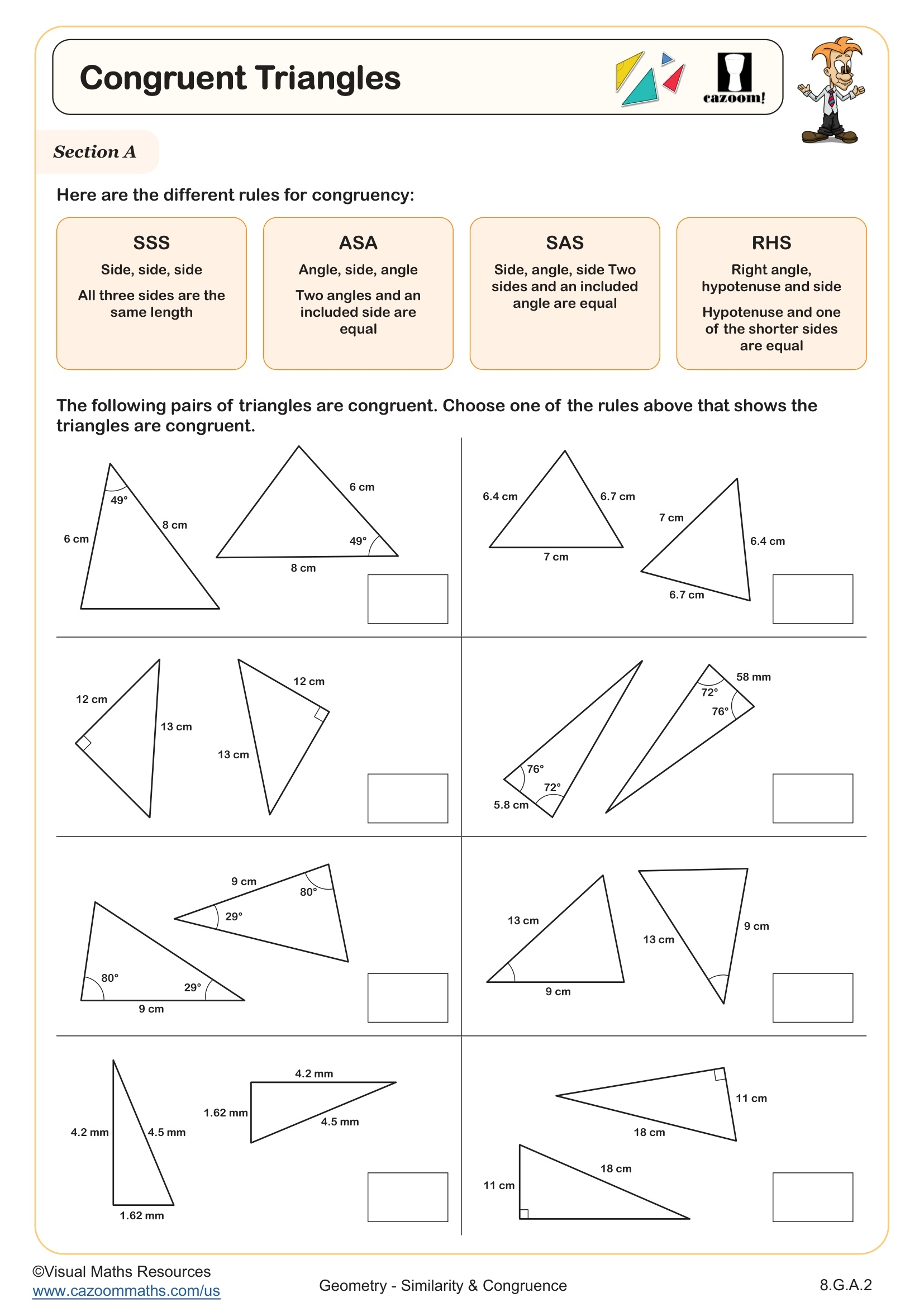 Congruent Triangles Worksheet Fun And Engaging 8th Grade 