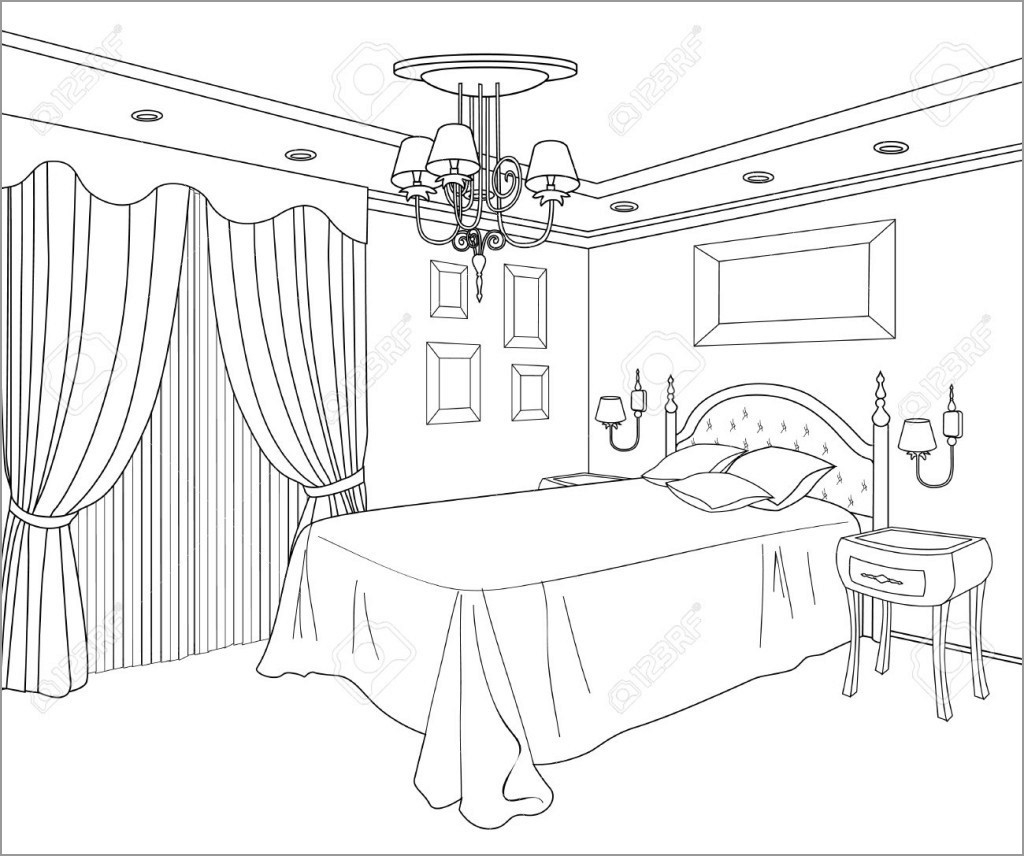 Cool Bedroom Coloring Page ColoringBay
