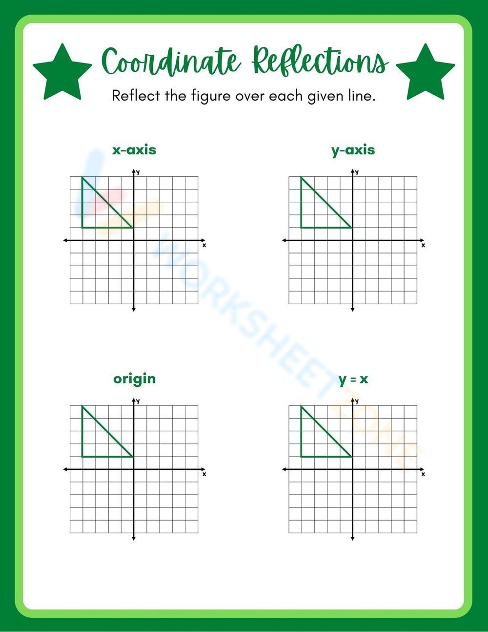 reflections math worksheet