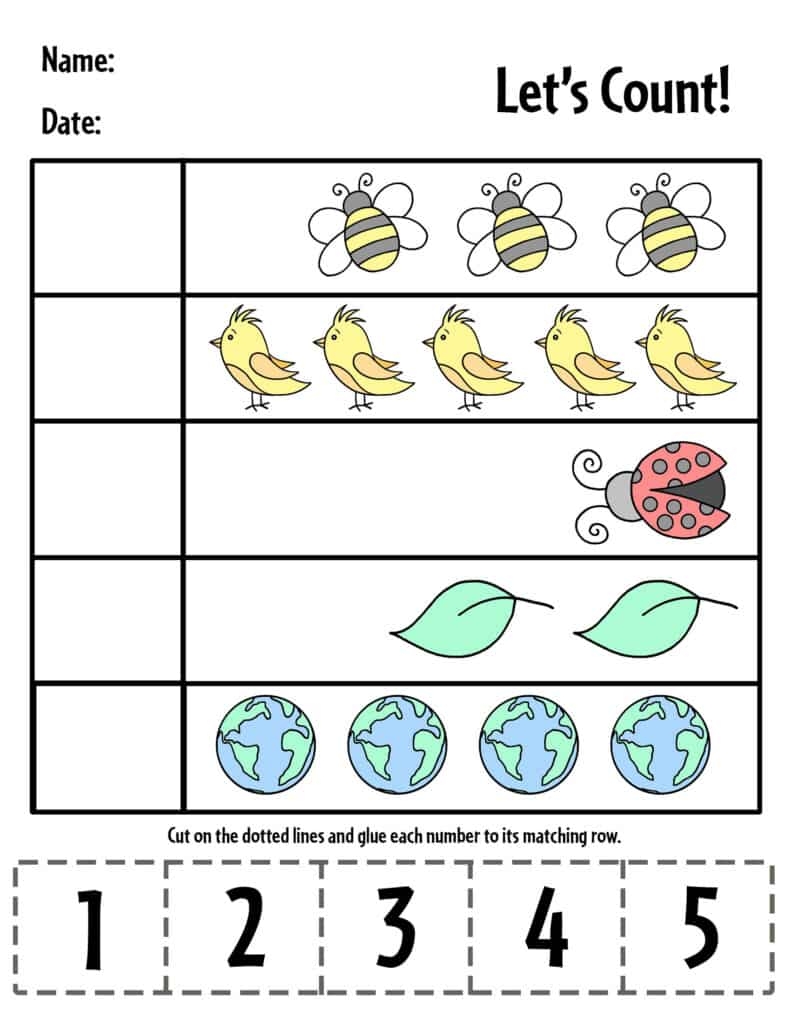 number 5 worksheet preschool