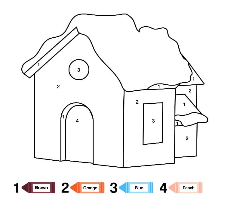 Country House Color By Number Coloring Page Free Printable Coloring