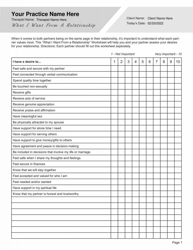 Couples Therapy Worksheets Bundle Editable Fillable Printable PDFs