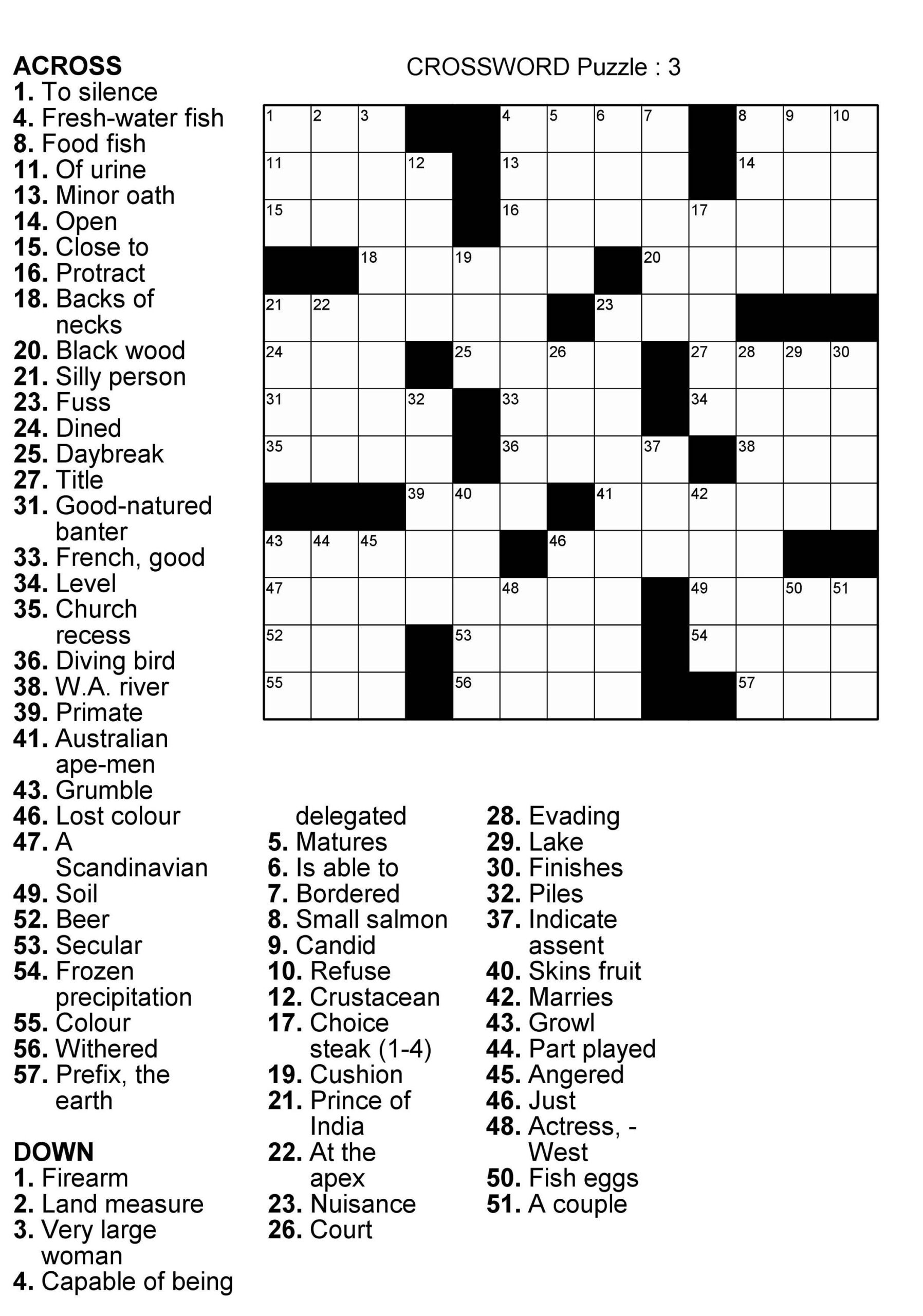 Crossword Printable Free