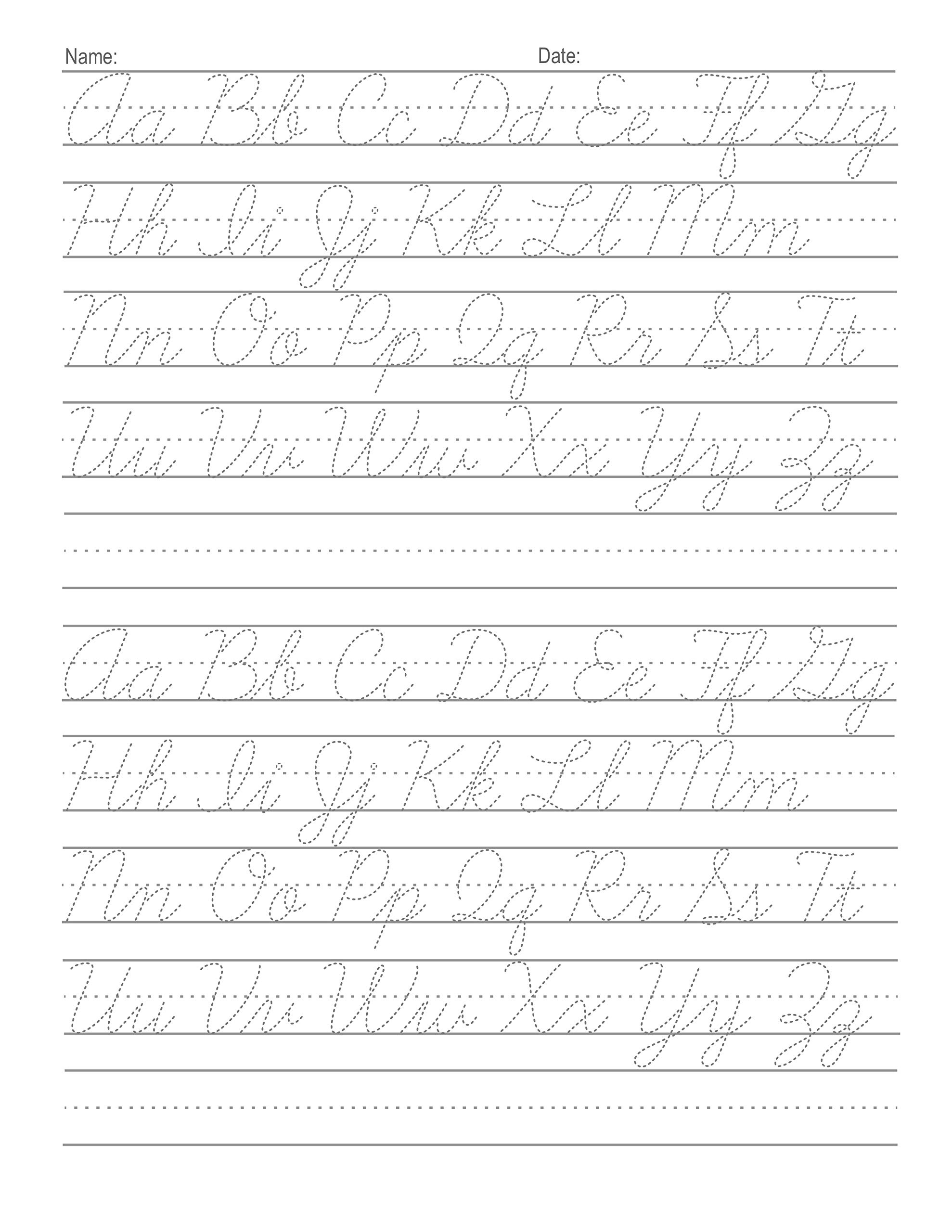 Cursive Handwriting Practice Worksheet Alphabets A Z Cursive Coronaforo