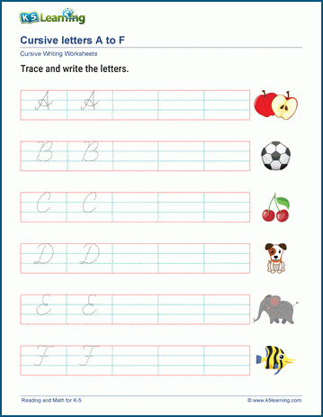 Cursive Letters Worksheets K5 Learning