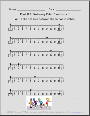 Customary Ruler Practice How To Read A Ruler Math Worksheets 