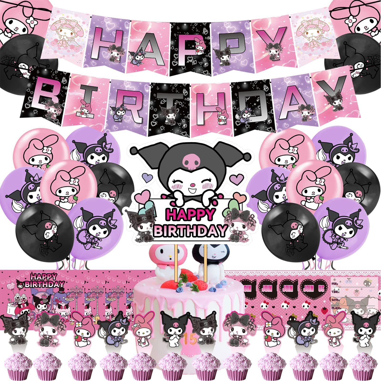 Cute Anime Party Decorations Kawaii Birthday Party Supplies Includes 
