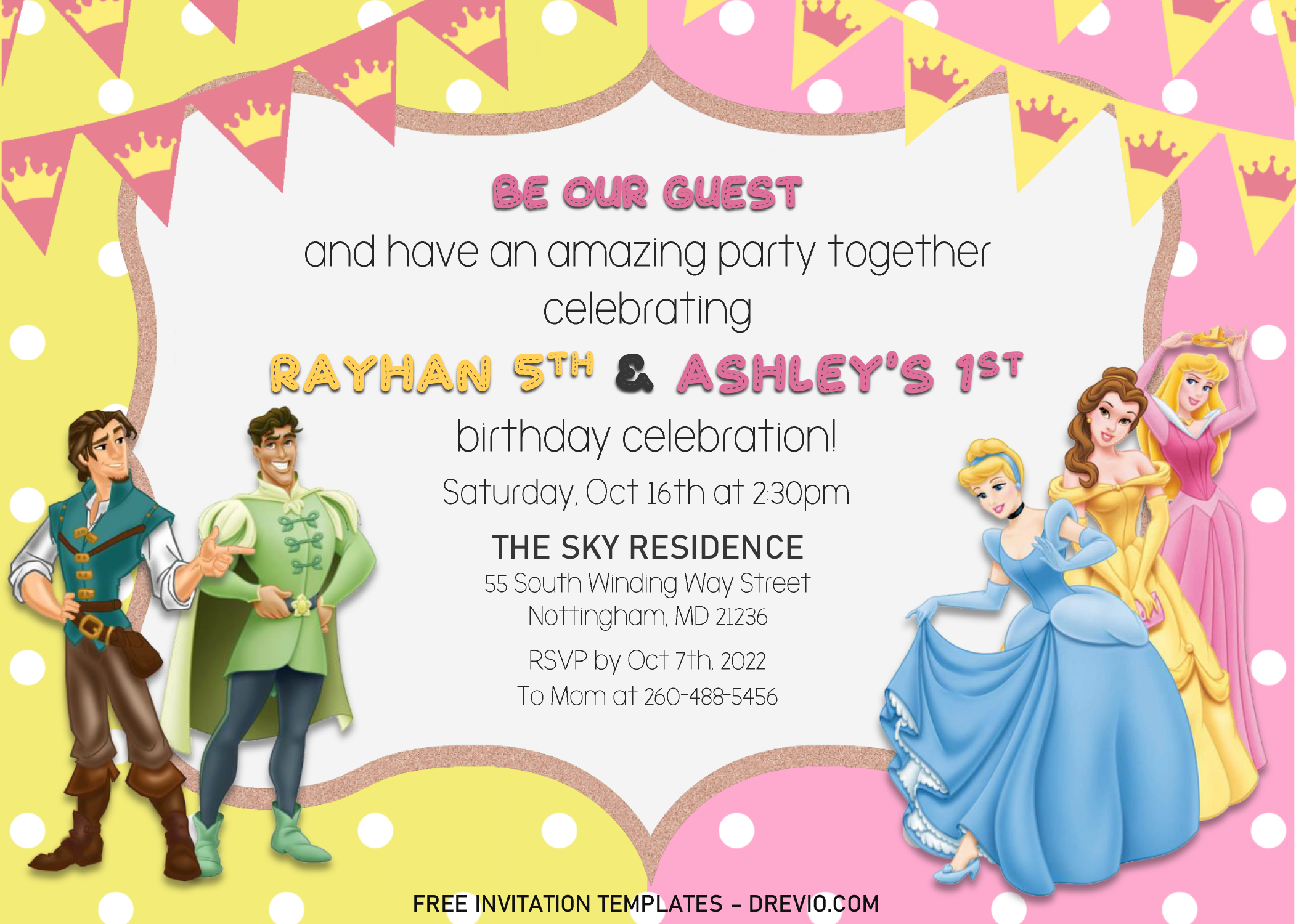Cute Joint Birthday Invitation Templates Editable Docx Download 