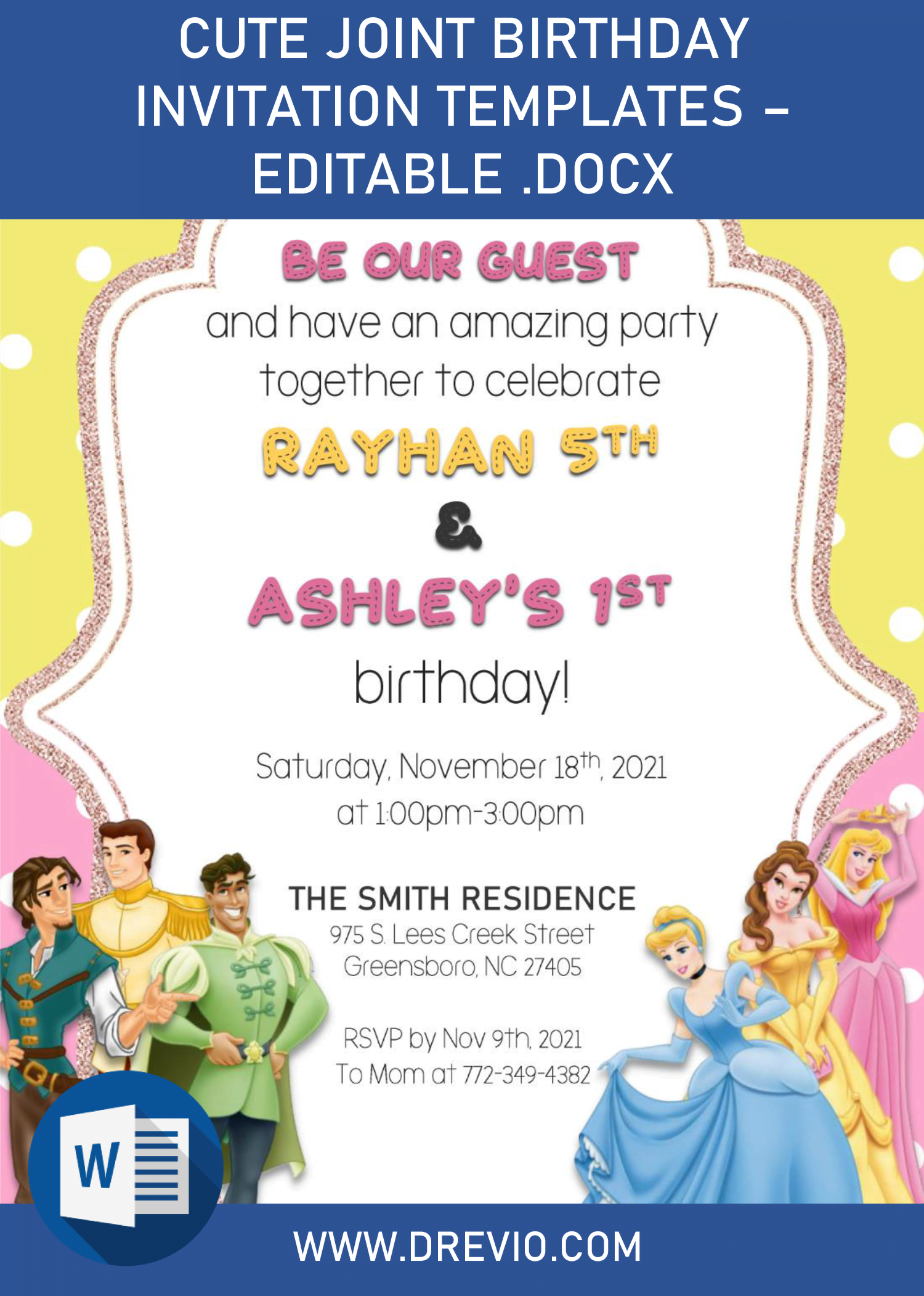 Cute Joint Birthday Invitation Templates Editable Docx Download 