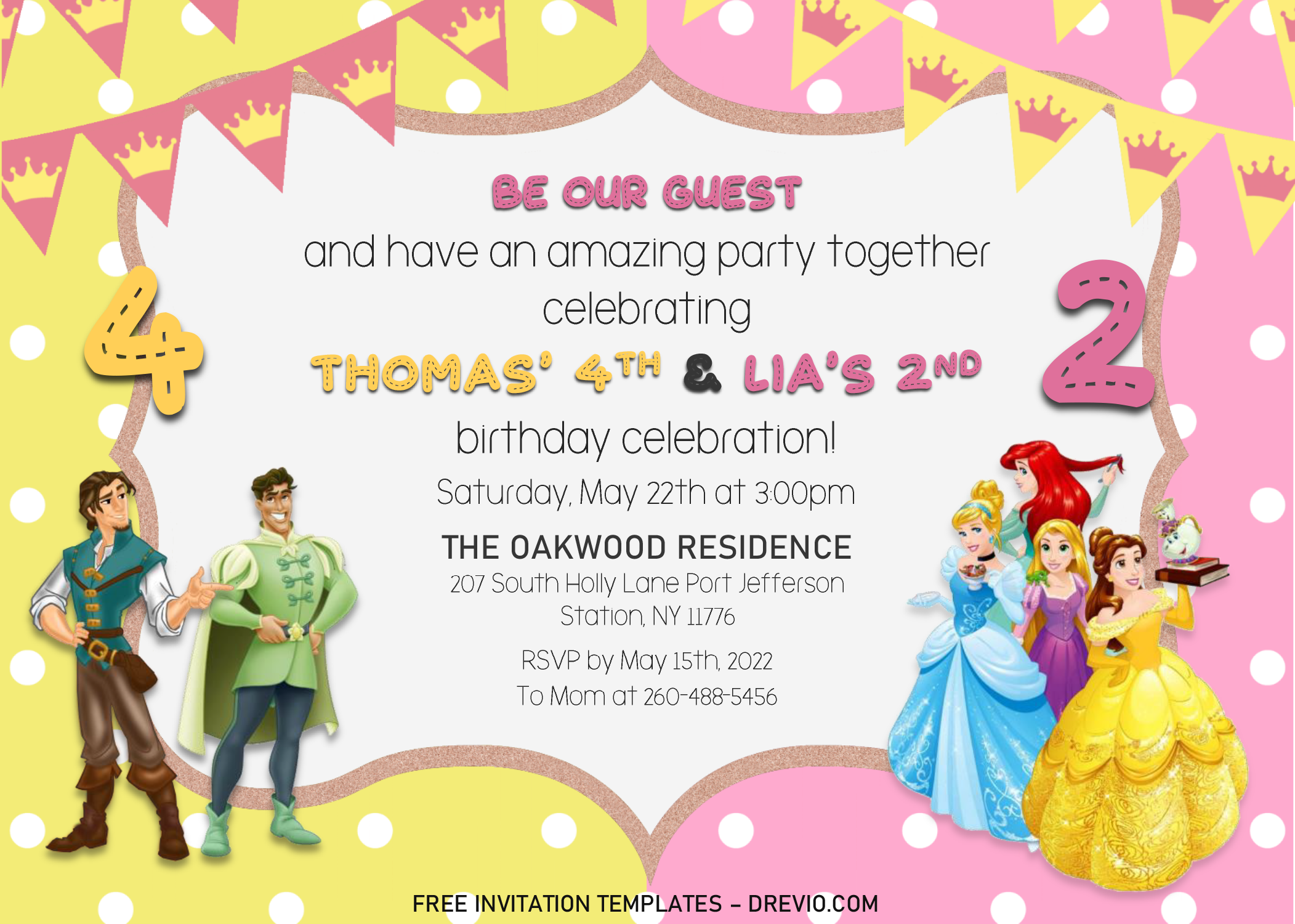 Cute Joint Birthday Invitation Templates Editable Docx