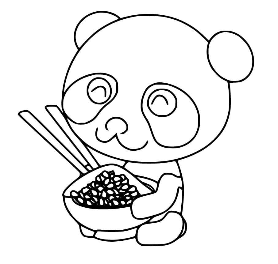 Cute Panda With A Bowl Coloring Page Free Printable Coloring Pages 