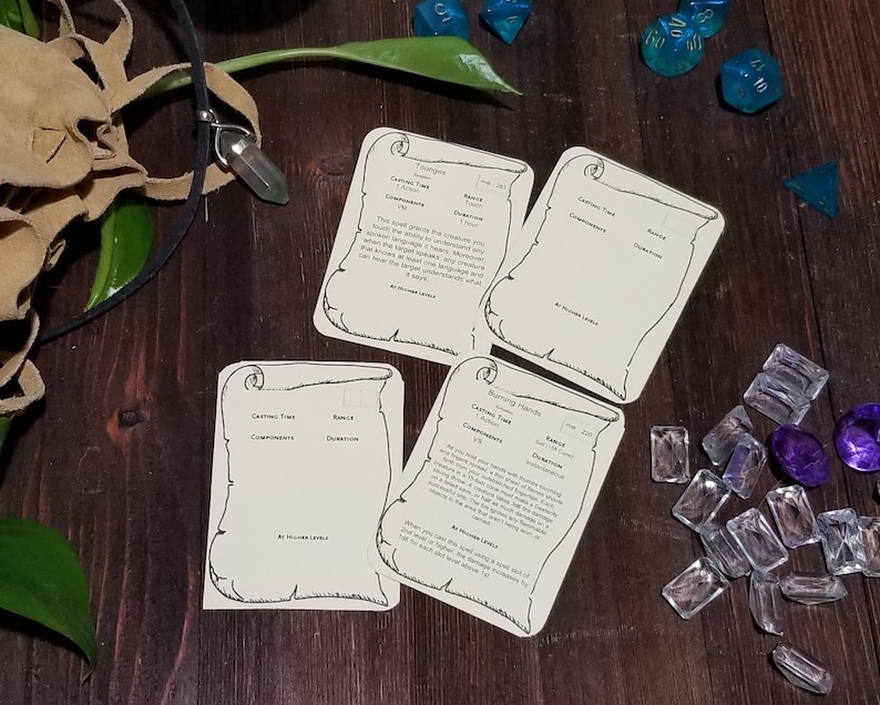 D d Printable Spell Cards