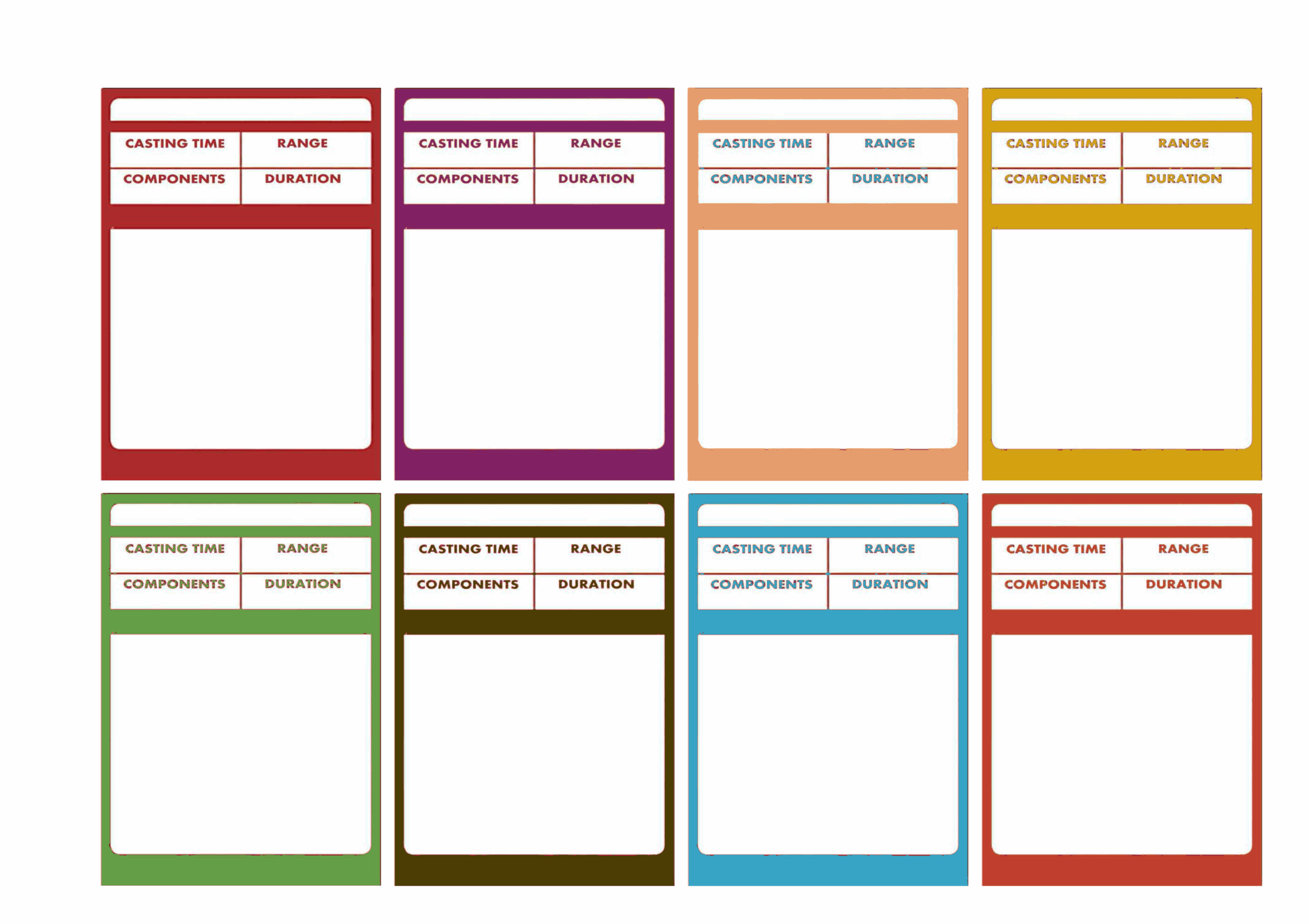 D D Spell Card Template Form Fillable Printable Forms Free Online