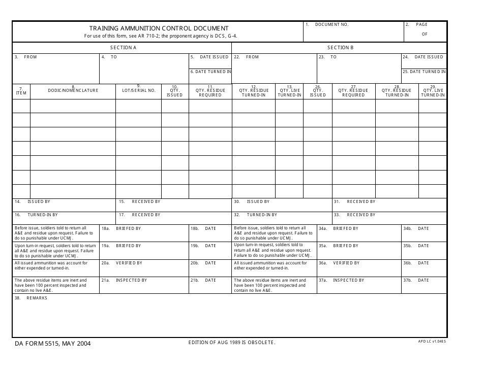 Da Form 5517 R Fillable Printable Forms Free Online
