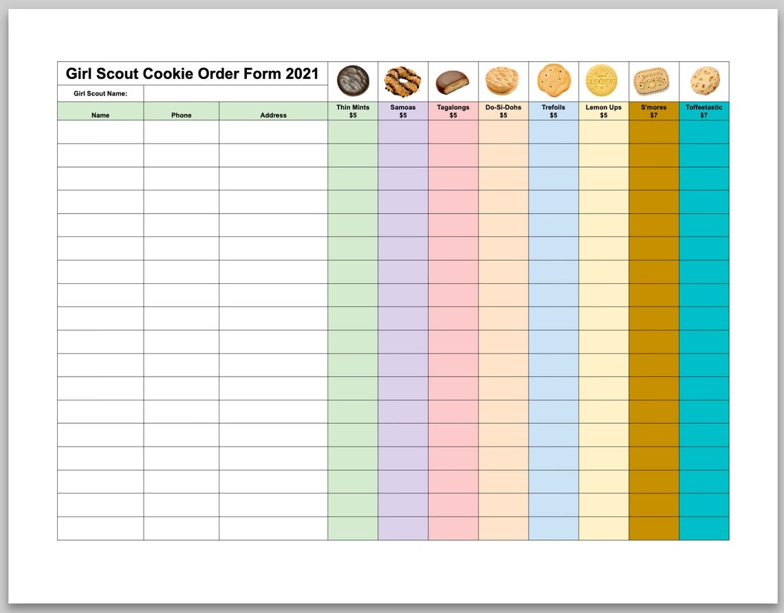 David S Cookies Order Form Printable Printable Forms Free Online