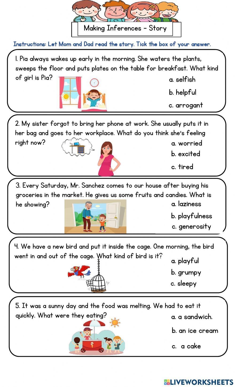 inferences worksheets