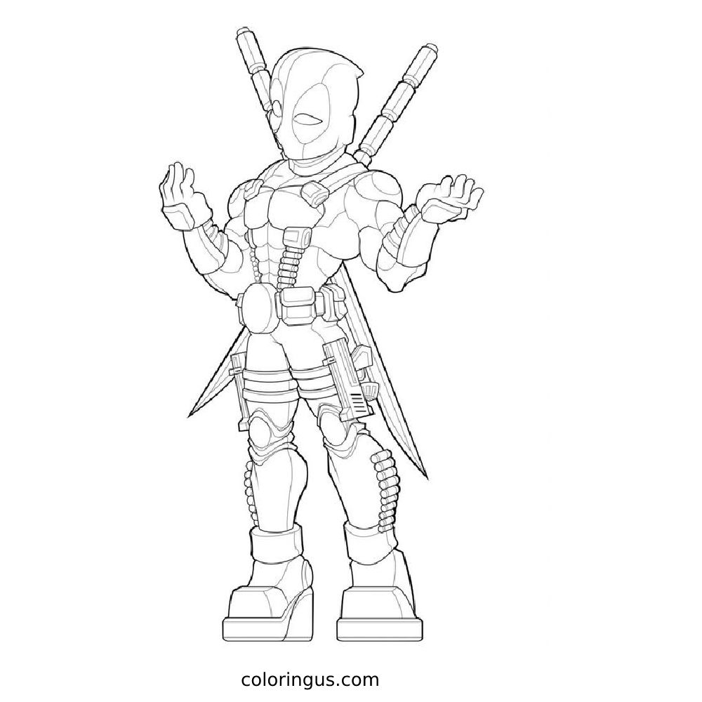 Deadpool Coloring Pages Free Printable PDF 