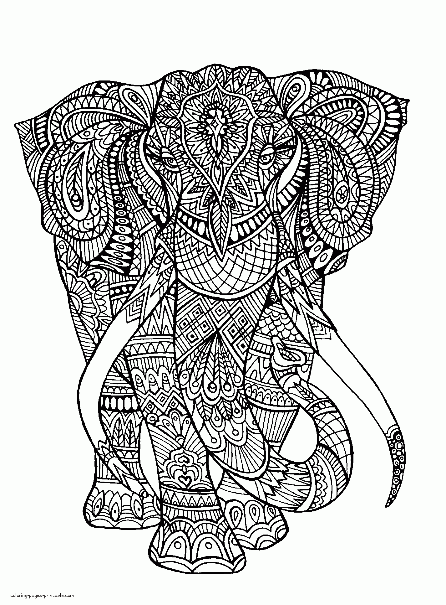 Difficult Elephant Colouring Page COLORING PAGES PRINTABLE COM