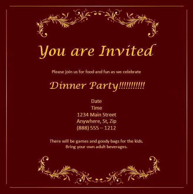 Dinner Party Invitation Template