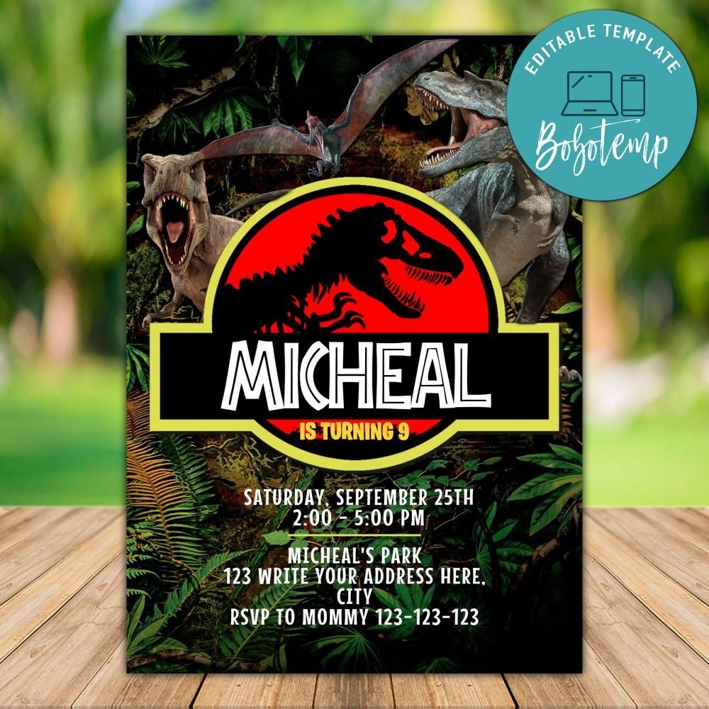 jurassic world invite template