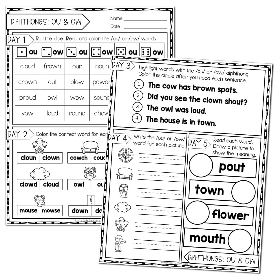 ou ow worksheets