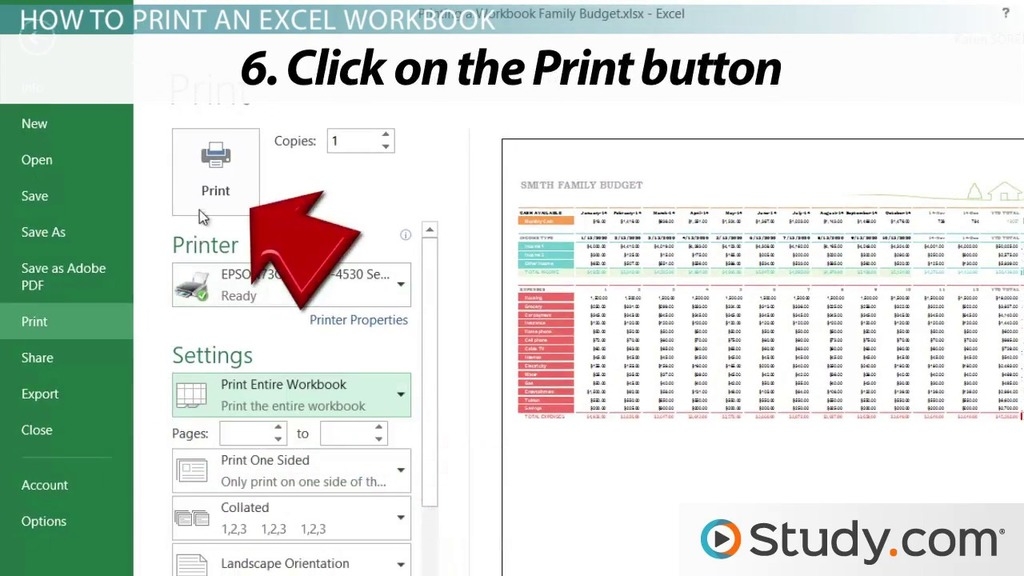 preview how the worksheet will look when printed